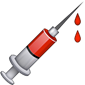 Syringe with blood dripping