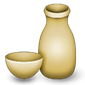 Sake botella y la copa