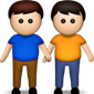 Twee jongens hand in hand