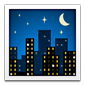 Skyline van de stad bij nacht met sterren